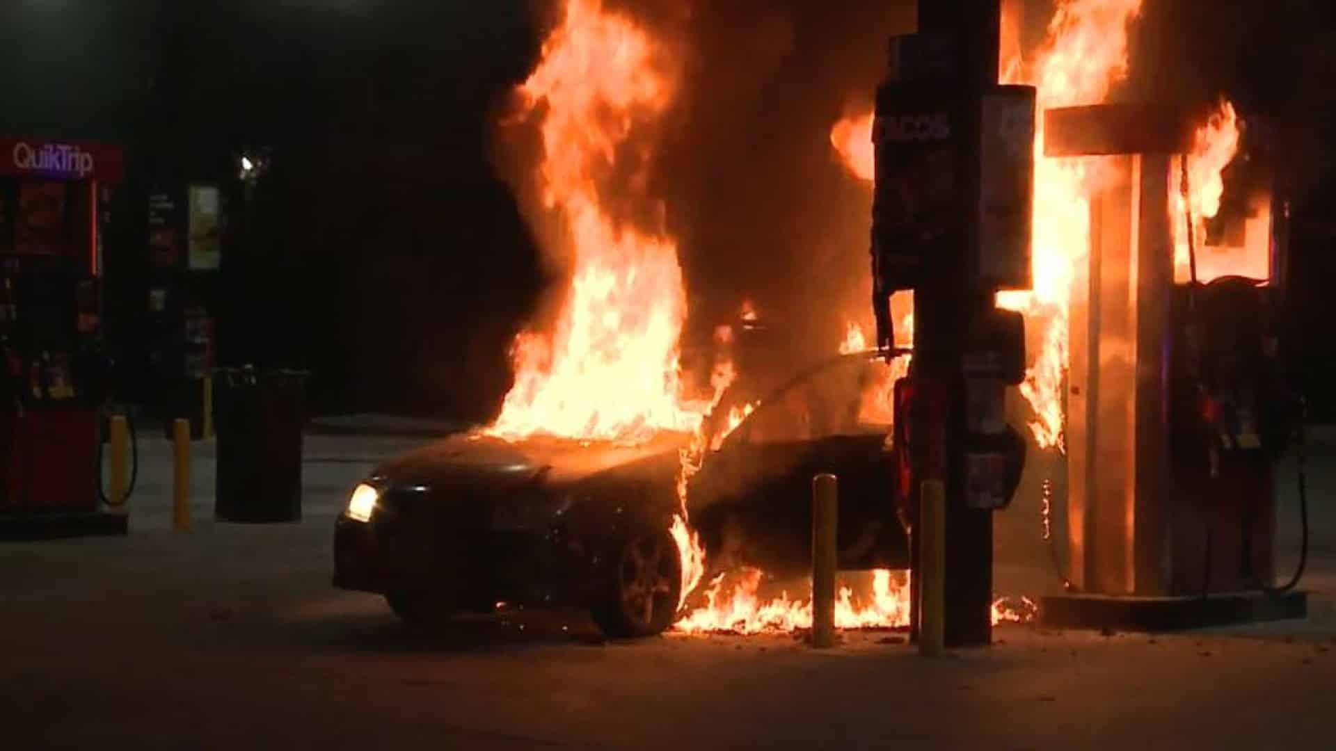 fire at gas station