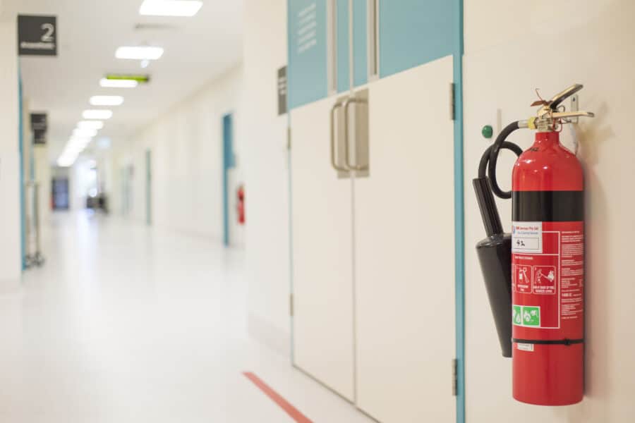 Fire extinguisher in the operating department